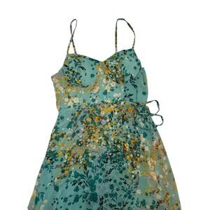 Lily Rose womens teal blue multi color floral, spaghetti strap hi-low dress XXL